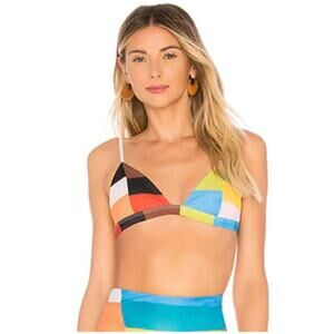 NWT Mara Hoffman Astrid Bikini Top Multicolor Swim Paddle Surf Size L